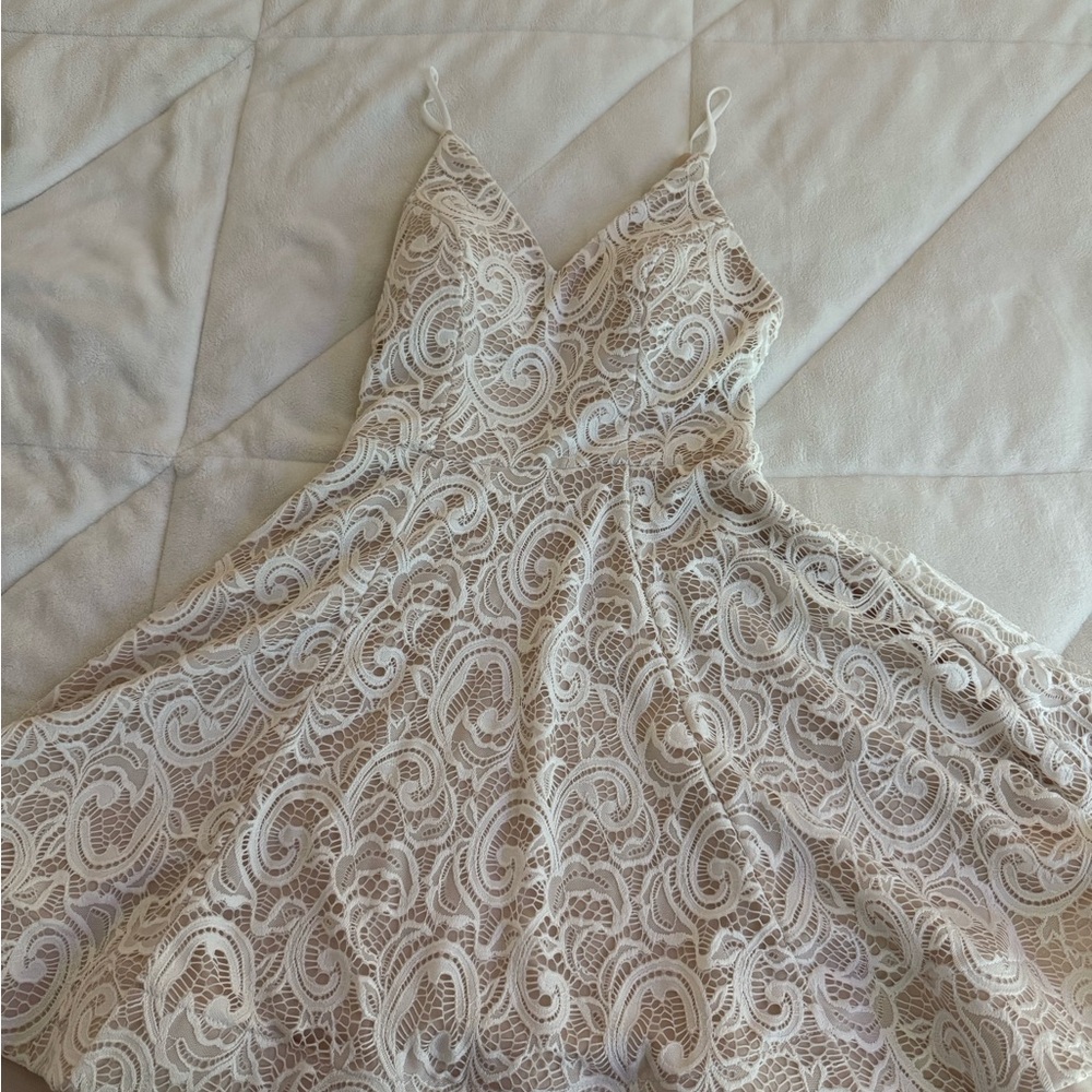 My Michelle Lace Dress in Cream and White
